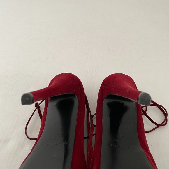 Colin Stuart Lace Up Platform Suede Heels - Picture 14 of 15